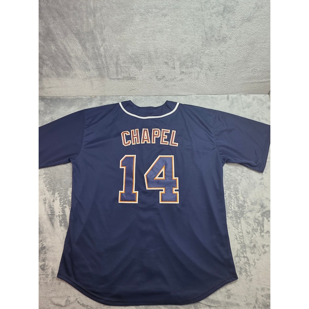 Movie Billy Chapel 14 For Love Of The Game Jersey Navy Blue Button Up Mens XXXL
